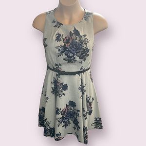 Elle Womens Sleeveless Gray Floral Fit &‎ Flare Dress Casual Formal Size 14 NWOT